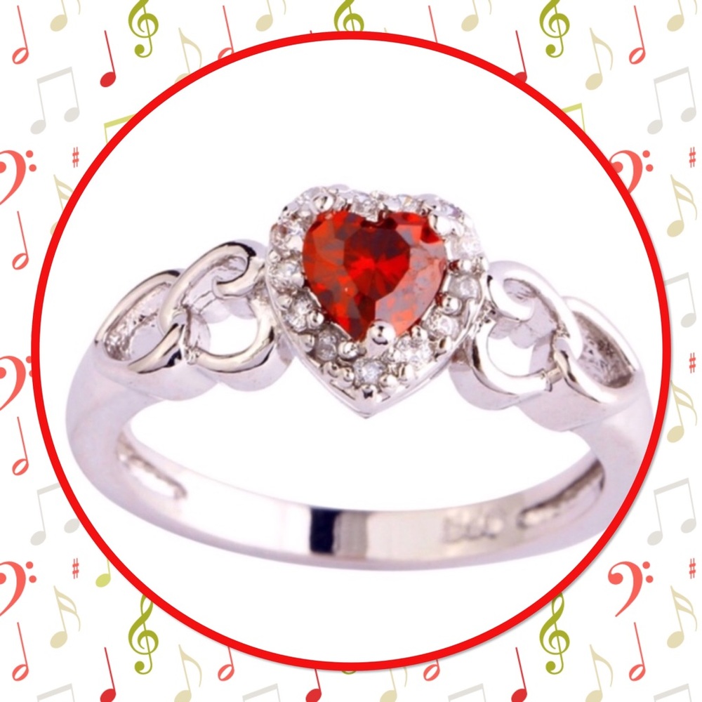 🌺New🌺Red Heart Shaped Ruby Spinel Gem Ring🌺